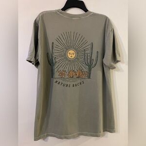 Nature Backs Comfort Colors Graphic Light Olive Gray Cactus Tee Sz L